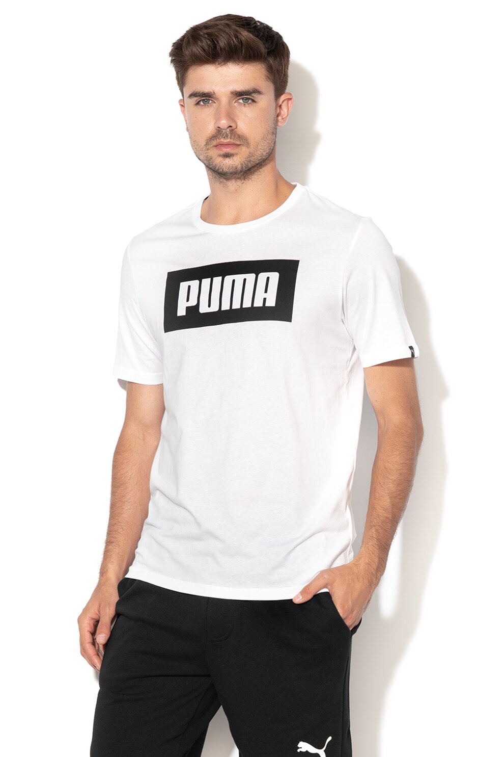 Puma, Tricou regular fit cu imprimeu logo Rebel 4, Alb, L