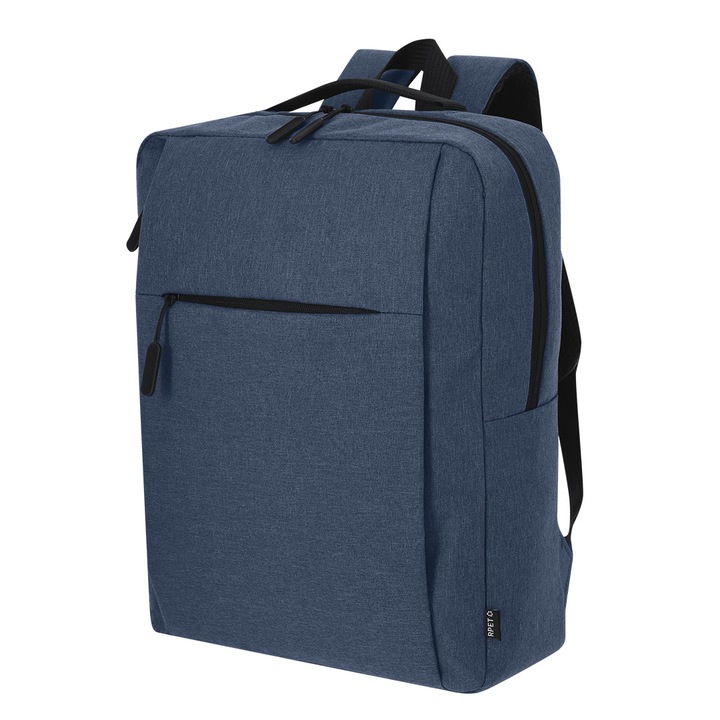 Makito, rucsac din RPET 600D pentru laptop 15.6 inch, impermeabil, compartiment captusit, maneca trolley si buzunare ascunse, model 21821006000, albastru