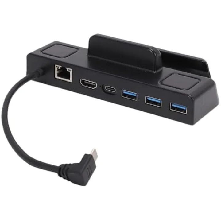 Докинг станция за Steam Deck, USB C хъб 6 в 1 с 4K 60Hz, Ethernet 1Gbps, 3 USB A, 1 Type C порт, PD 100W зареждане, съвместима с ROG Ally, Legion Go