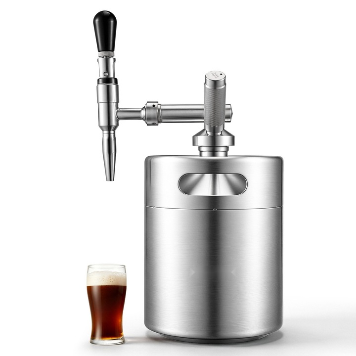 Aparat pentru prepararea cafelei la rece, Sistem de infuzare cu azot de 4 l, Butoi portabil, Dispenser inclus, Supapa de eliberare a presiunii, Pentru acasa