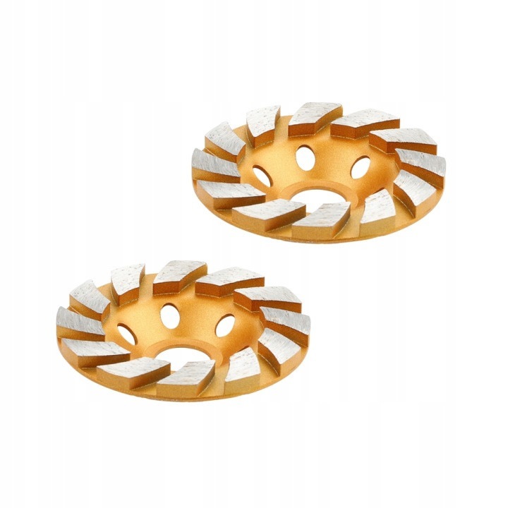 Set 2 discuri diamantate pentru slefuire 31CJ-K0274-260831-6804, cu un singur rand segmentat, pentru beton si indepartare adezivi/epoxi, auriu, 10 x 10 x 2 cm
