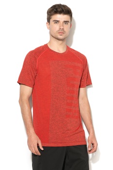 Puma, Tricou cu maneci raglan, pentru fitness EvoKNIT, Rosu melange/Negru Puma, Tricou cu maneci raglan, pentru fitness EvoKNIT, Rosu melange/Negru