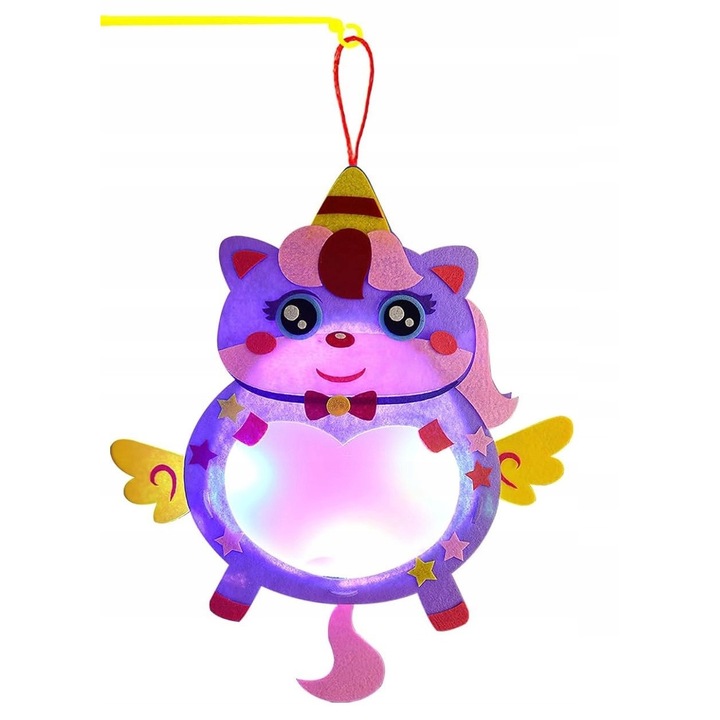 Set Lampion Unicorn DIY cu LED pentru Copii, Creativ si Educativ