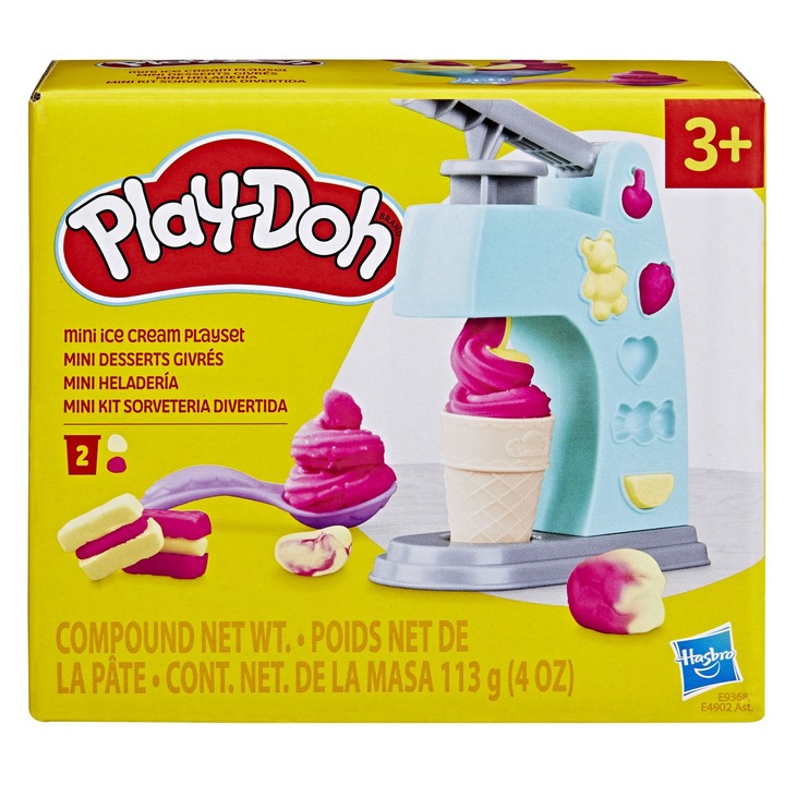 Set educativ Play-Doh Mini înghețată, Hasbro, 2 recipiente de plastilină, multicolor, 113g
