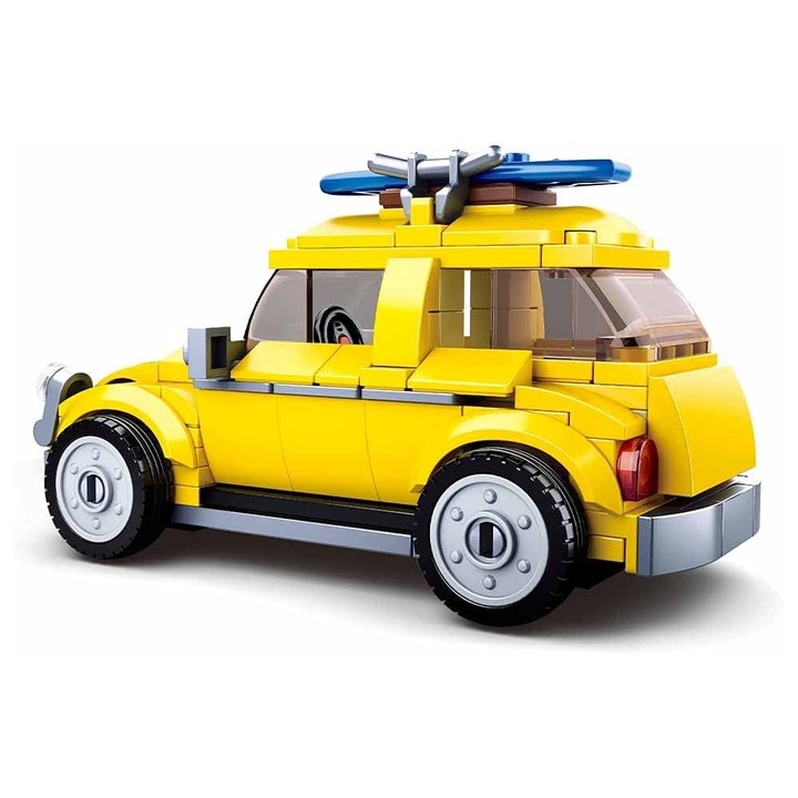 Set de Constructie Sluban Machete, VW Beetle Broscuta Retro, 176 Piese, Include Figurina Articulata, 12 cm Lungime, 6-12 Ani