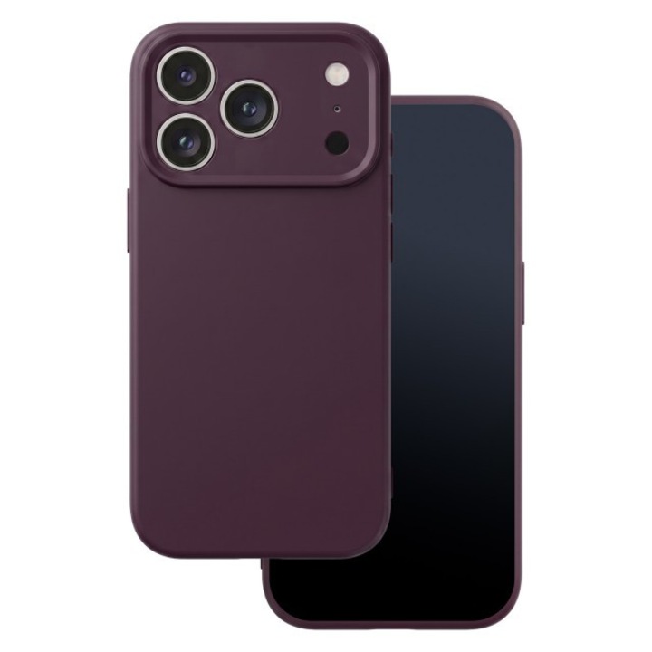 Husa Upzz® SoftFlex Compatibila Cu iPhone 18 Pro Max, Silicon Soft, Protectie La Camera, Alcantara La Interior, Dark Cherry