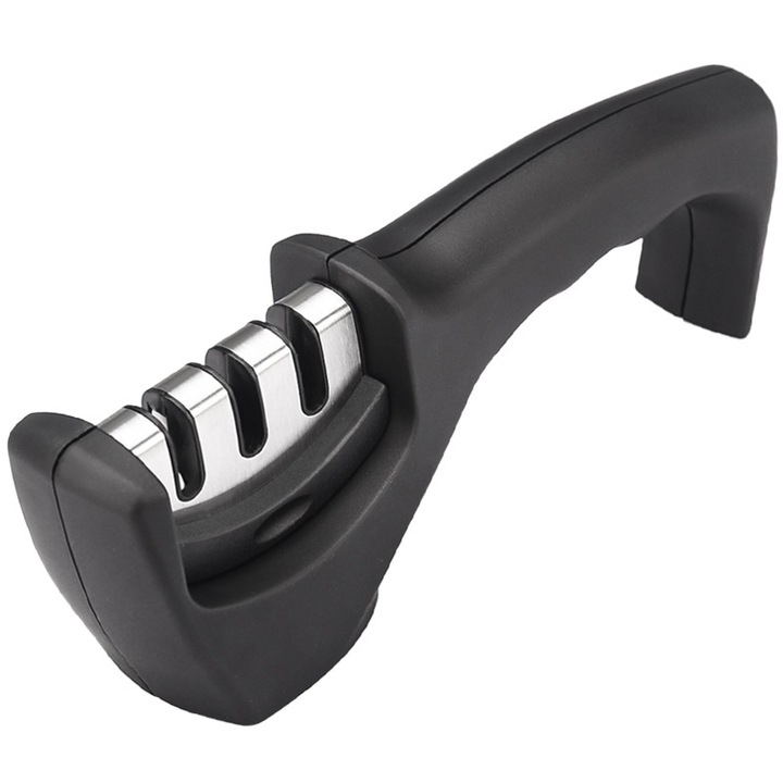 Késélező 3 fokozatú pengékhez max. 5 mm-es rozsdamentes acél és kerámia, fekete színű