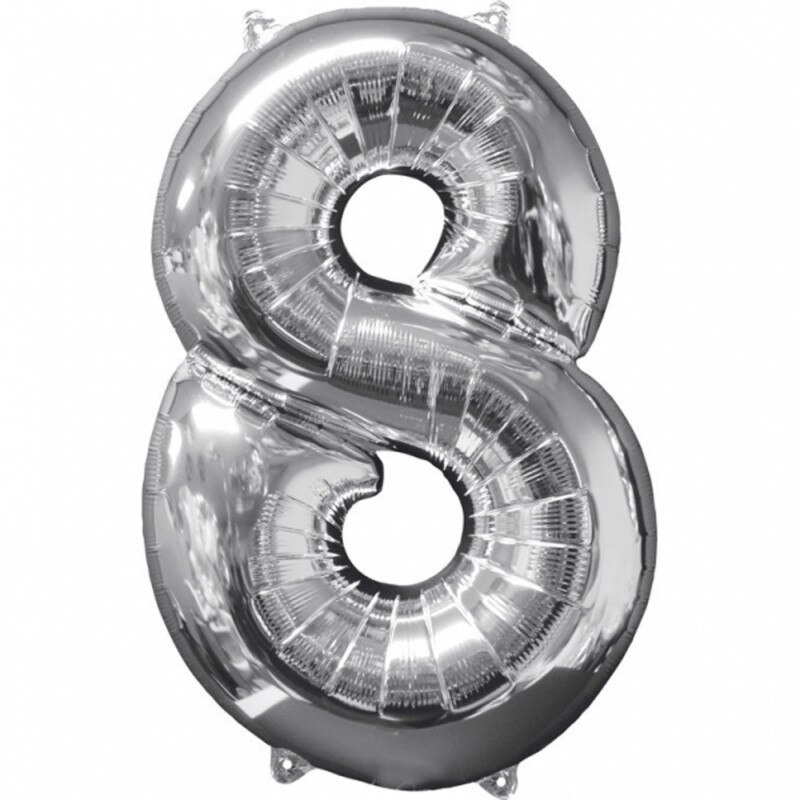 Balon Folie Cifra 8 Argintiu - 66cm, Anagram 31962