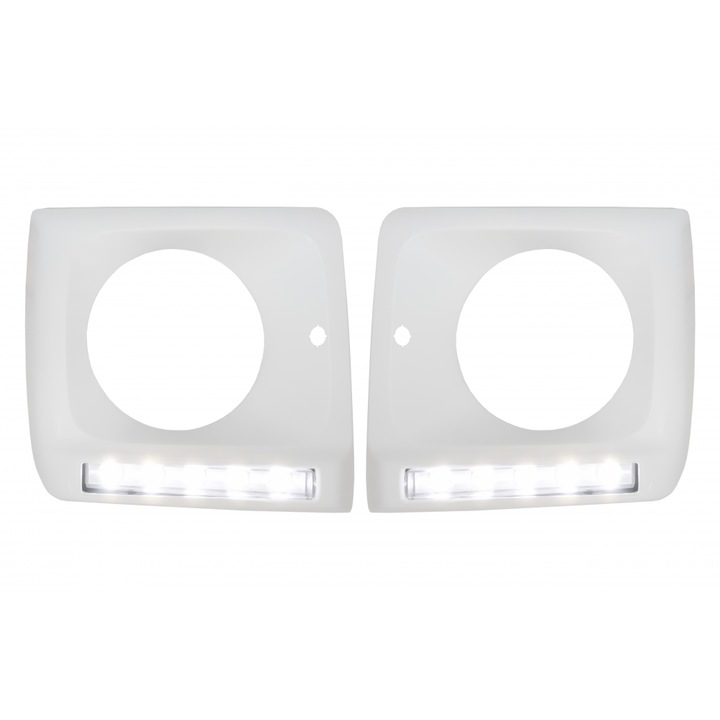 Carcasa faruri cu Lumini de zi dedicate LED DRL compatibil cu Mercedes G-class W463 1989-2012 G65 Design Crom