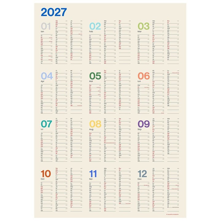 Calendar 2027 Planner Anual A1 de Perete, 12 luni, color, 594x841, Iordache Laurentiu
