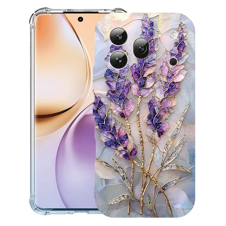Intelli® Husa Anti Shock Compatibila cu Honor 600 Pro, Floral - Golden Hydrangea, Protectie Camera, Rezistenta la uzura, 3159971 AS 2080