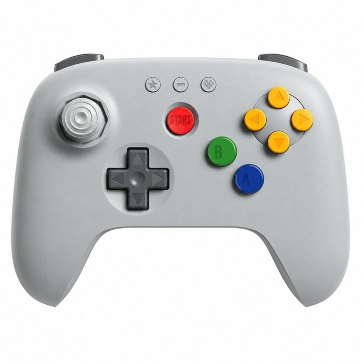Безжичен контролер, 8BitDo 64, Nintendo Switch 2, PC, Android, Hall-effect джойстик, Bluetooth, Сив