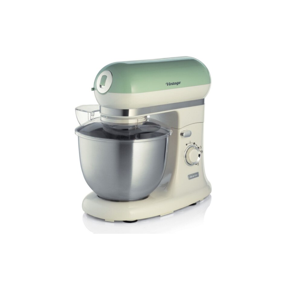 Mixer cu bol Ariete1588CR/GR Vintage, 1000 W, Bol detasabil 5.5 l, 10 viteze + Pulse, Crem/ Verde