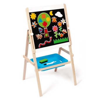 Tabla cu doua parti magnetice, din lemn, Scratch, 27 de accesorii Tabla cu doua parti magnetice, din lemn, Scratch, 27 de accesorii