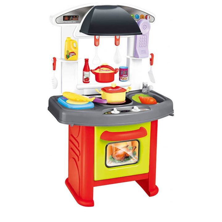 Set Bucatarie Copii Multifunctionala Premium NOVOKIDS™ Chef Home, Cu Cuptor, 18 Accesorii Incluse, Portocaliu