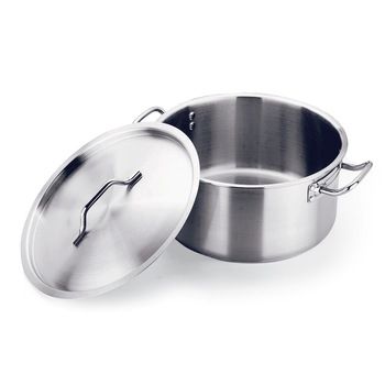 Cratita profesionala inox 50 L cu capac, Eurogastro, fund triplu stratificat de 7mm, manere nituite, finisaj satinat Cratita profesionala inox 50 L cu capac, Eurogastro, fund triplu stratificat de 7mm, manere nituite, finisaj satinat