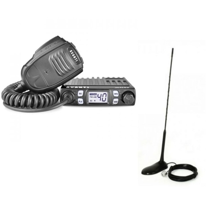 Kit statie radio CB Avanti Micro *PRO-version* + Antena Radio CB MegaWat MW47