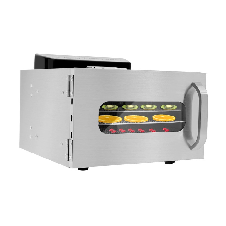 Aparat de deshidratat alimente, Deshidrator electric, 400W, 6 tavi, temperatura reglabila 30–85°C, temporizator 0, 5–24 h, inox 201, priza UE 220V