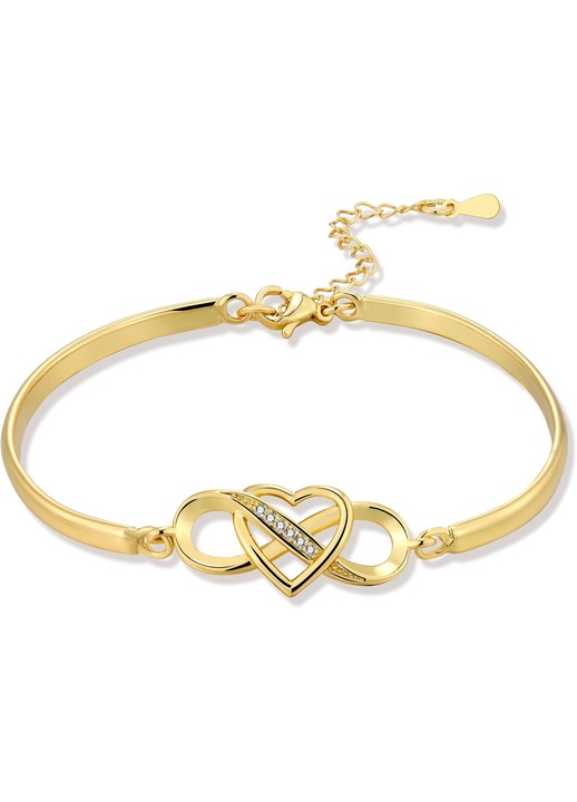 Bratara Aur Damena Argint Sterling 925 Placuta Aur 14K Inima Infinit