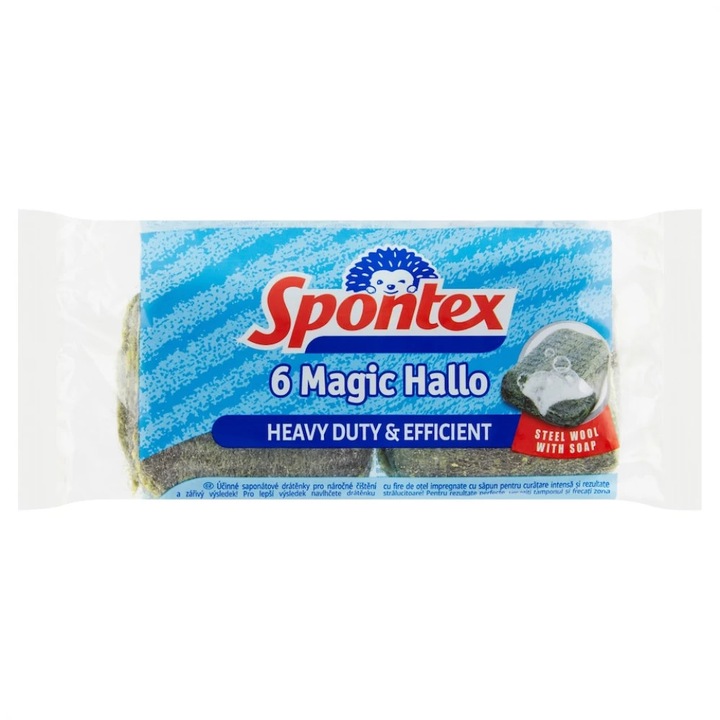 Dischete abrazive Magic Hallo, 6 buc, Spontex, impregnate cu detergent