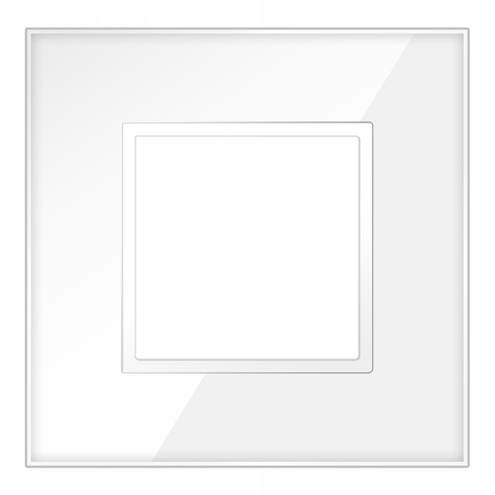 Rama sticla Quadra alba pentru priza/intrerupator, 1 loc