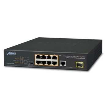 Switch PoE PLANET FGSD-1011HP 8-Port 10/100TX 802.3at PoE + 1-Port 10/100/1000T + 1-Port 100/1000X SFP Desktop Switch (120 watts) Switch PoE PLANET FGSD-1011HP 8-Port 10/100TX 802.3at PoE + 1-Port 10/100/1000T + 1-Port 100/1000X SFP Desktop Switch (120 watts)