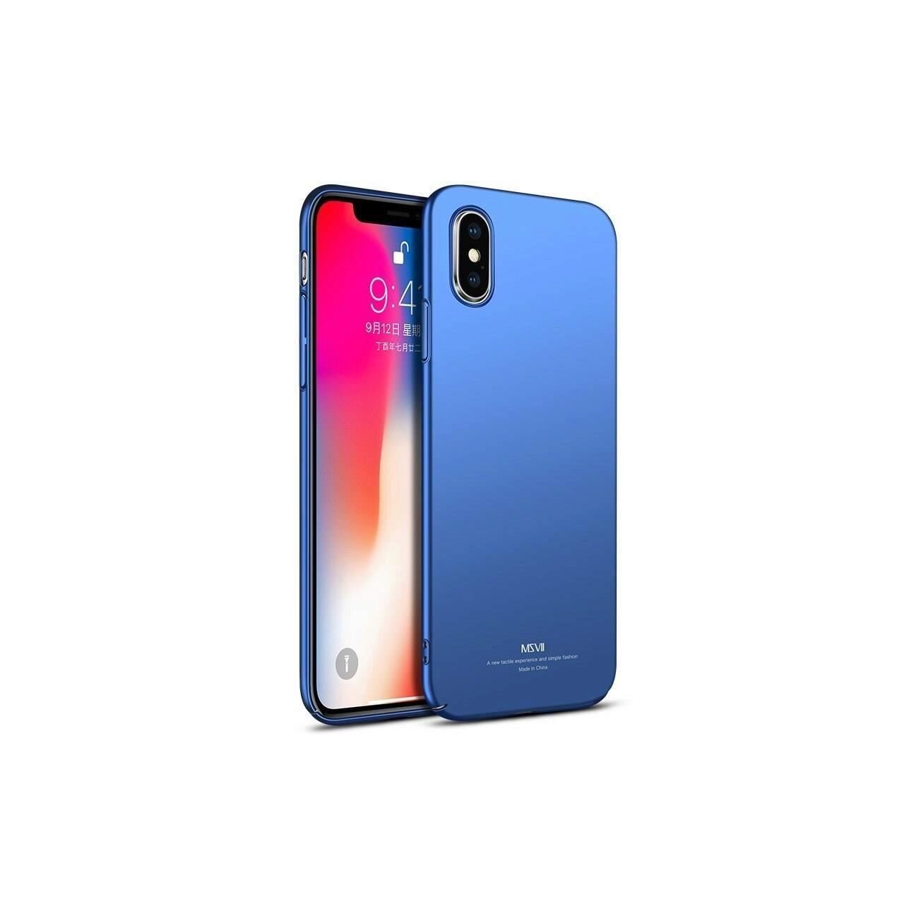Husa Apple IPhone XS,IPhone X + Folie Protectie Sticla - MSVII Albastra