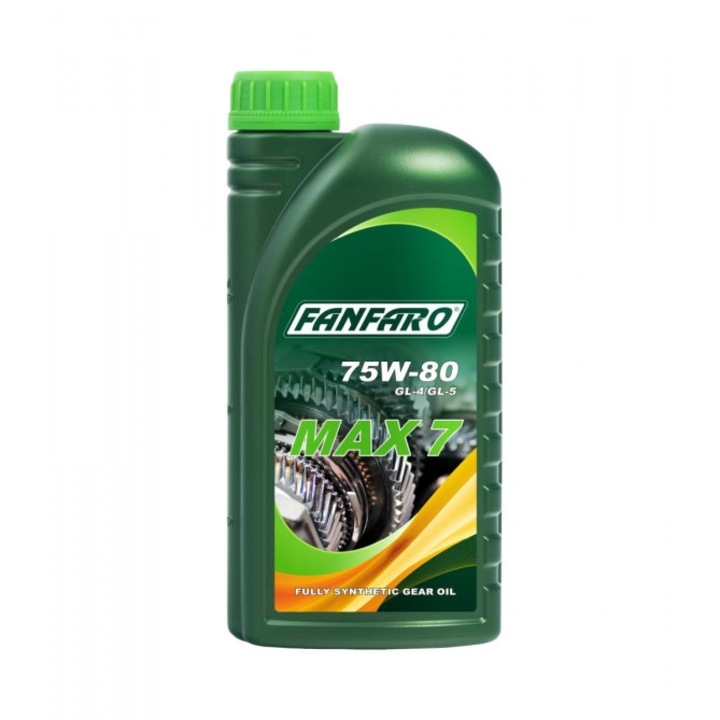 Ulei pentru transmisie FANFARO MAX 7 75W-80, GL-4/GL-5, sintetic complet, 1 L, verde