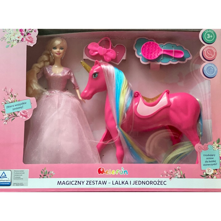 Set Magic Lacuta si Unicorno Stralucitor cu Accesorii - Papusa