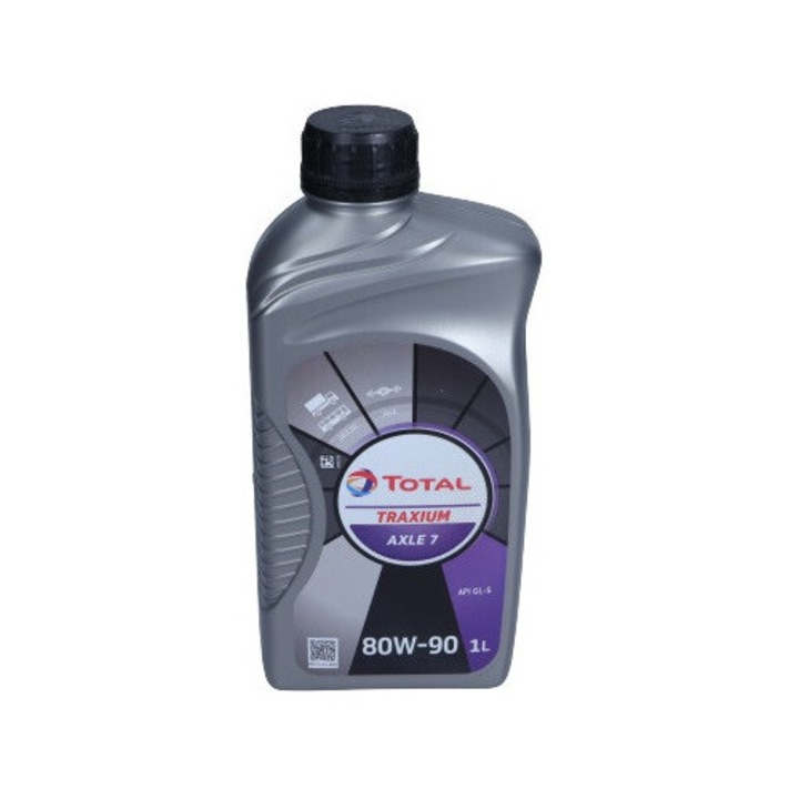 Ulei de transmisie Total Traxium Axle 7 80W-90, mineral, API GL-5, pentru diferentiale si cutii de viteze, gri, 1 L