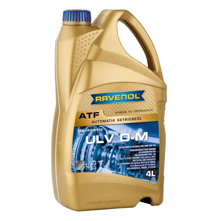 Ulei transmisie automata Ravenol ULV-D M, sintetic, compatibil DEXRON ULV (GM 10L90) si Ford WSS-M2C949-A, auriu, 4 L