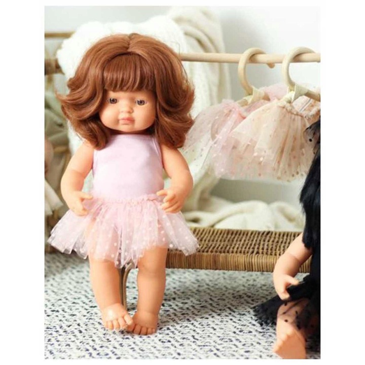 Costum Balerina Lillitoy Roz: Body + Fusta Tutu pentru Papusi Miniland 38cm - Accesorii