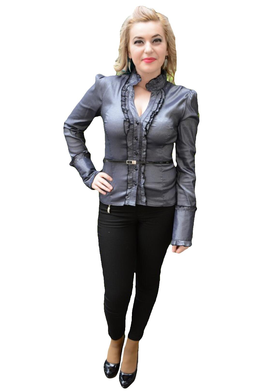 Camasa rafinata, curea fina in talie, D&J Exclusive, Gri