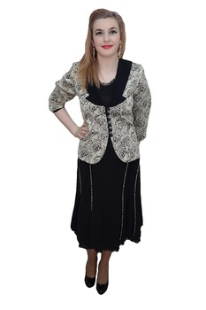 Camasa cambrata, buzunare aplicate, D&J Exclusive, Negru/Auriu, 44 Camasa cambrata, buzunare aplicate, D&J Exclusive, Negru/Auriu, 44