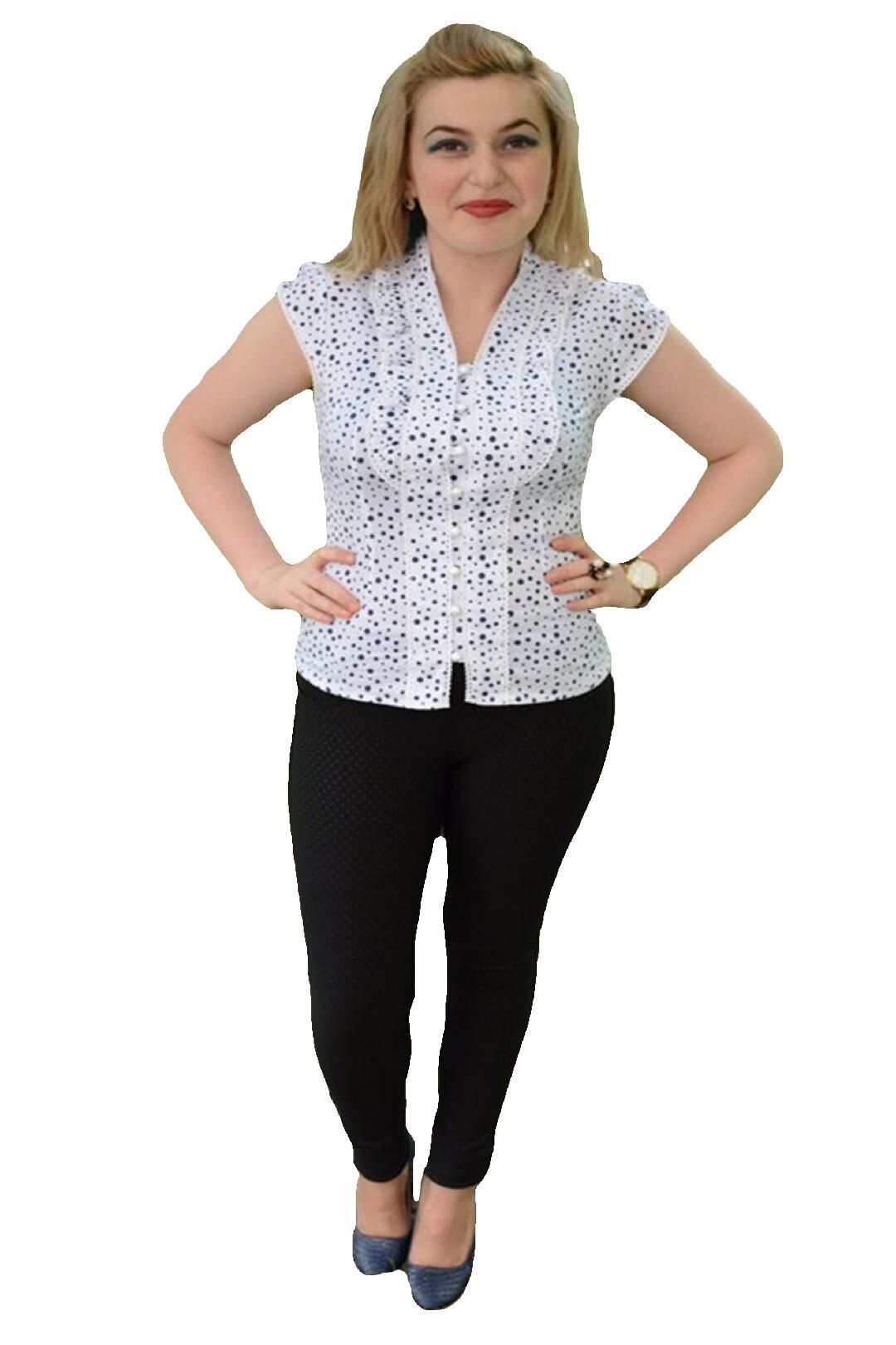 Camasa clasica cu guler mic si buline, D&J Exclusive, Alb