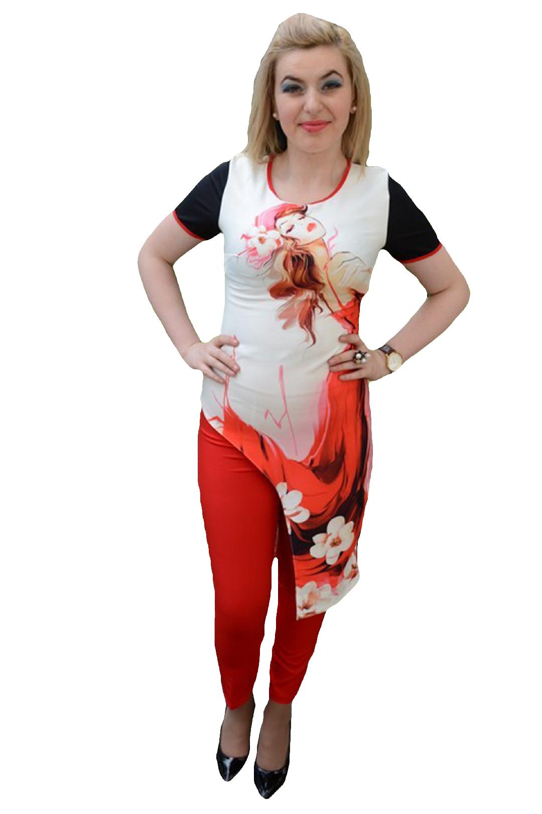 Camasa subtire cu croi mulat pe silueta, D&J Exclusive, Rosu/Negru