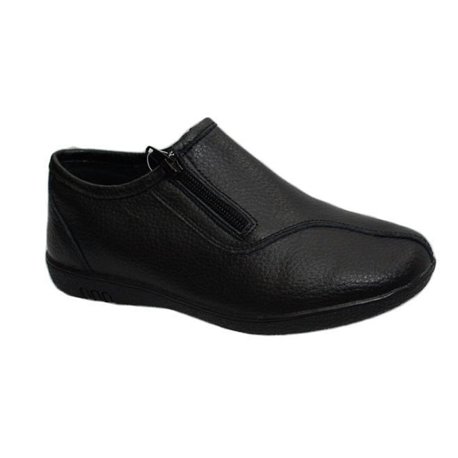 Pantofi sport din piele,talpa flexibila,inchidere cu fermoar, D&J Exclusive, Negru