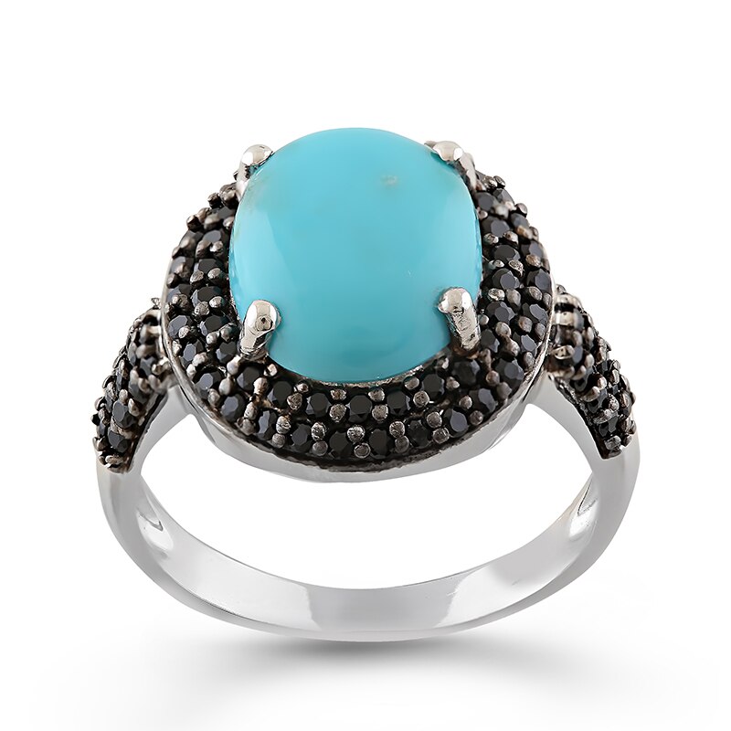Inel Fantazzia Argint 925 Turcoaz, Spinel Negru, 57 R13004TQSP