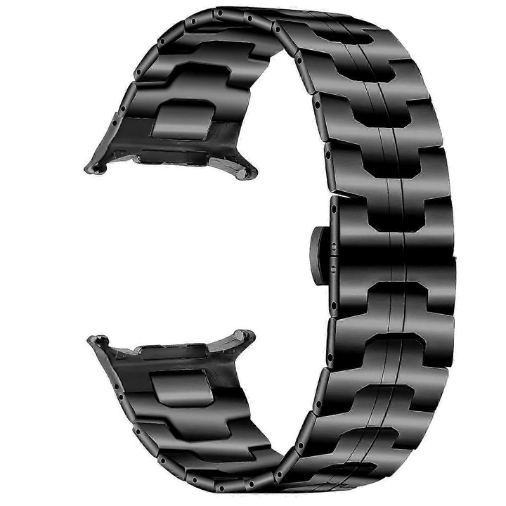 Curea de ceas din otel inoxidabil cu placare electro, inchidere tip fluture, compatibila cu Samsung Galaxy Watch8/Watch8 Classic, negru