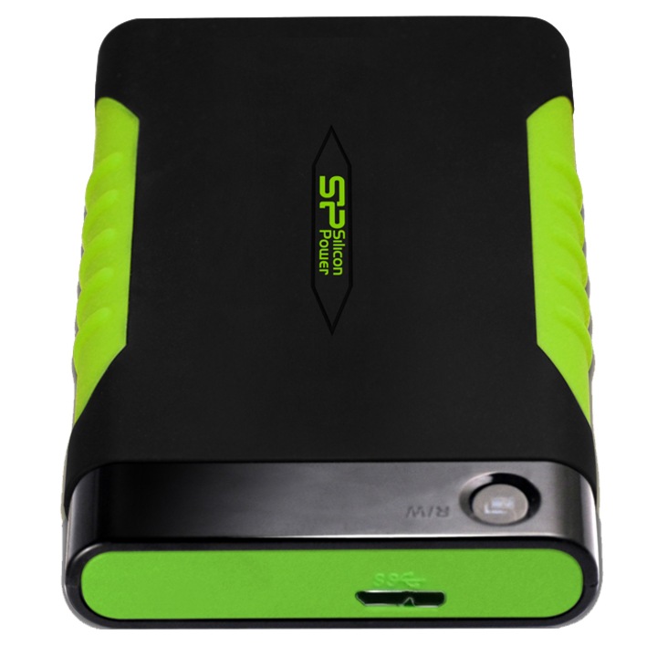 HDD extern portabil Silicon Power Armor A15 1TB, Anti-shock, USB 3.0, Negru/Verde