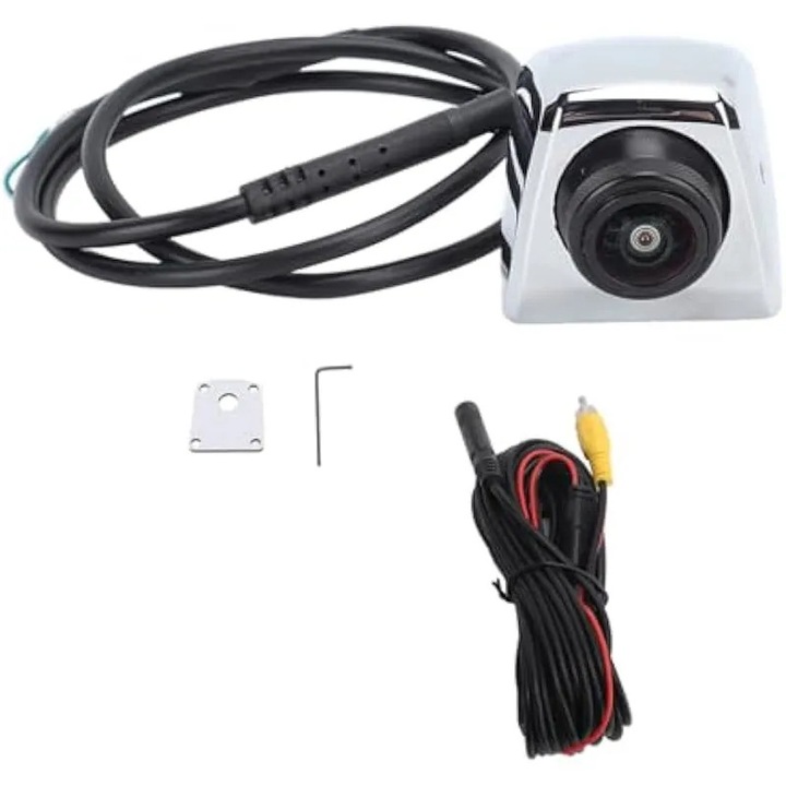 Camera video spate pentru vehicul HD cu unghi larg de 150° IP67, sistem universal de camera video spate pentru masini, camioane, SUV-uri, rulote, iahturi, nave, cu carcasa metalica (CAM980AHD C argintiu)