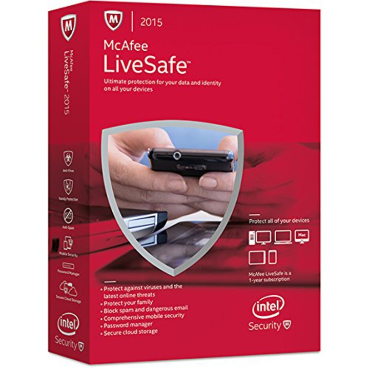 McAfee LiveSafe™, 12 Месеца, Активираща карта, Английски