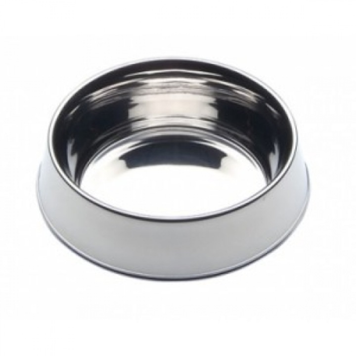 Bol metalic pentru caini si pisici, Margine de cauciuc, Ferplast, Supernova 280, 2.7 l, Argintiu