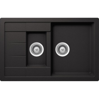 Chiuveta granit Schock Manhattan D-150S Nero Cristalite 780 x 500 mm, adancime cuva 200 mm, reversibila, montare pe blat Chiuveta granit Schock Manhattan D-150S Nero Cristalite 780 x 500 mm, adancime cuva 200 mm, reversibila, montare pe blat