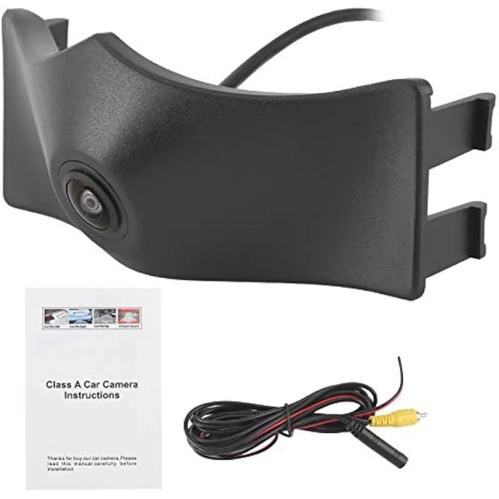 Camera CCD cu vedere frontala, grila auto, incorporata, de inalta rezolutie IP68, unghi larg de vizualizare, vedere nocturna, camera color, potrivita pentru A6L 2018, material ABS, unghi orizontal de 170 de grade