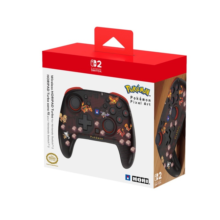 Безжичен контролер, Hori Horipad Turbo Wireless, Nintendo Switch 2, Pokemon Pixel Red