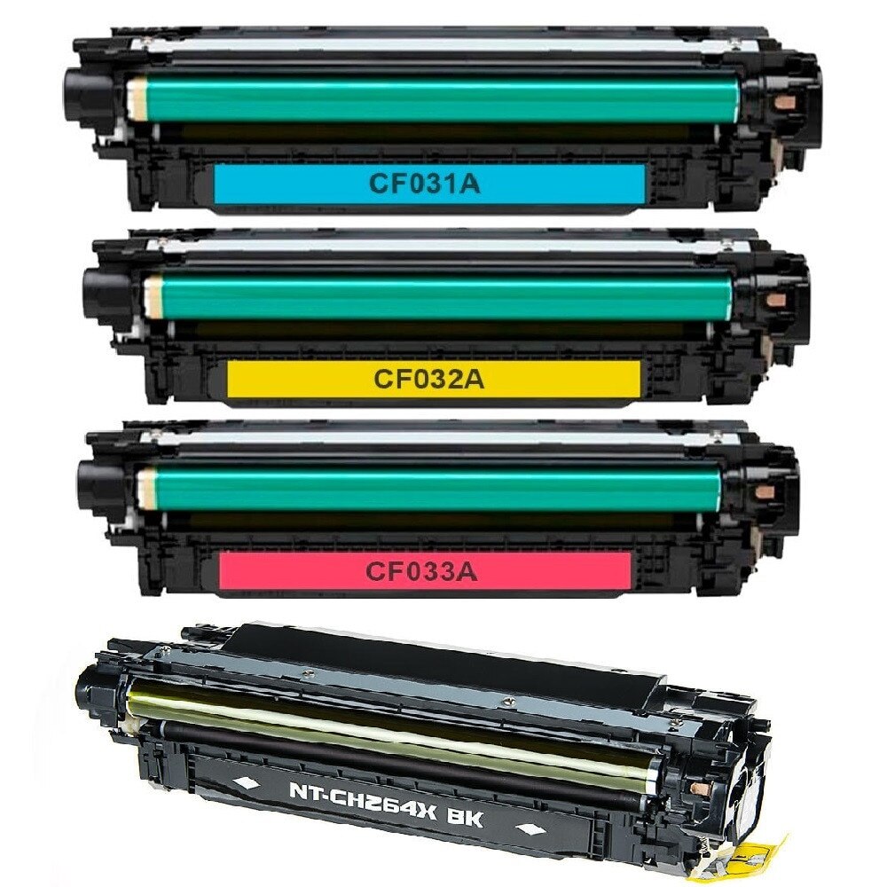 CE264X Set 4 tonere GraphiteK compatibil cu CE264X extralarge CF031C, CF032Y, CF033M , pentru HP Color Laserjet Enterprise CM4540 MFP