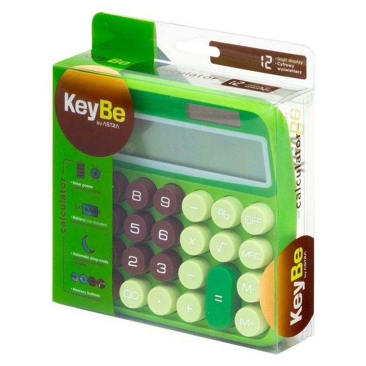 Настолен калкулатор KeyBe Pixel One 795125, 12 цифри, соларно захранване, многоцветен