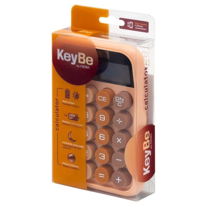 Настолен калкулатор KeyBe Choco Line 795128, 10 цифри, соларно захранване и 1x AA, кафяв