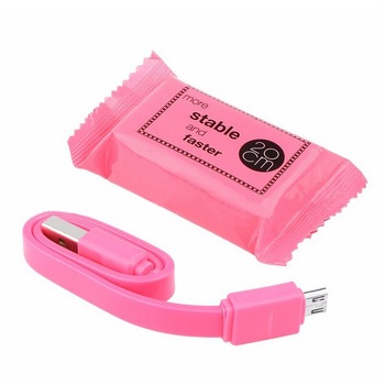 Cablu de date Mini / Incarcare Micro USB , ANDROID , CASI , 20 cm , Candy Pack , Silicon , Roz Cablu de date Mini / Incarcare Micro USB , ANDROID , CASI , 20 cm , Candy Pack , Silicon , Roz